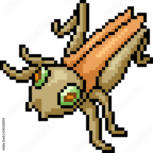 vector pixel art grasshopper