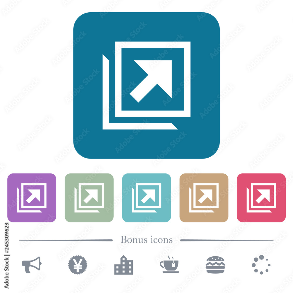 Open in new window flat icons on color rounded square backgrounds Open in new window flat icons on color rounded square backgrounds
