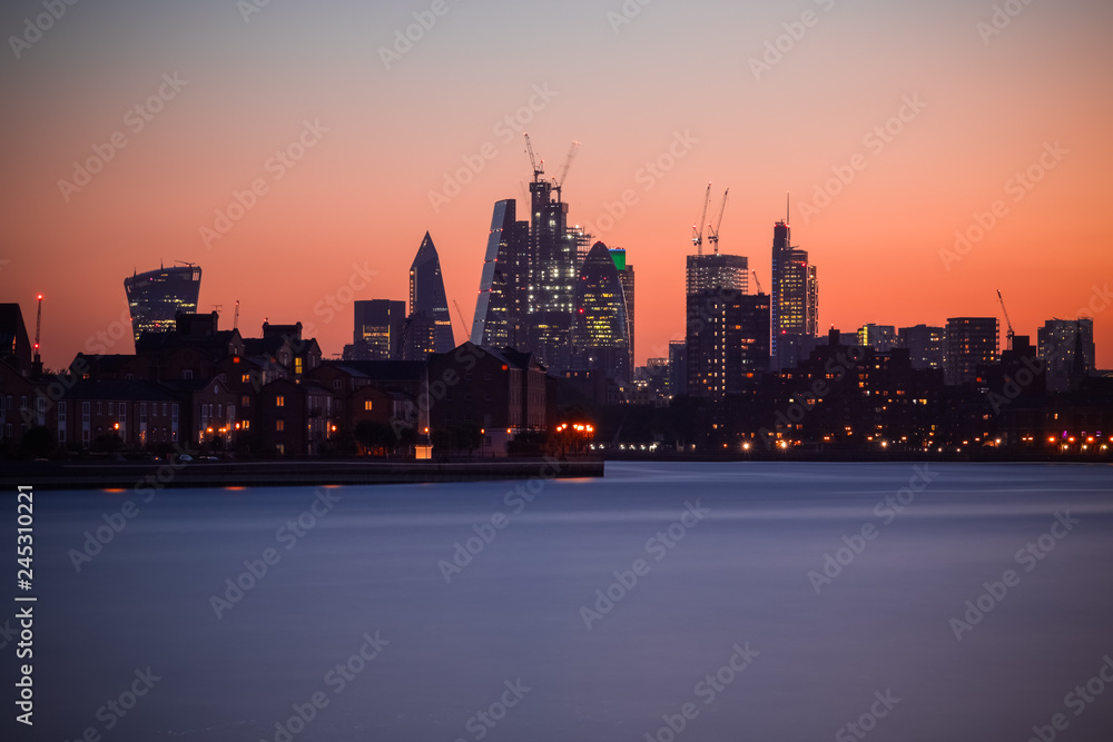 Illuminated London cityscape with beautiful sunset Illuminated London cityscape with beautiful sunset