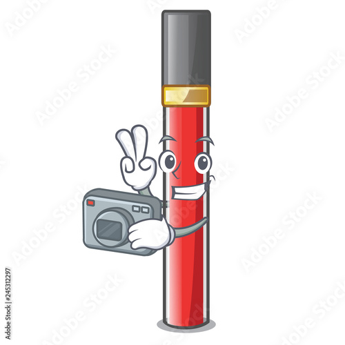 Photographer lip gloss in dompeet mekaup cartoons