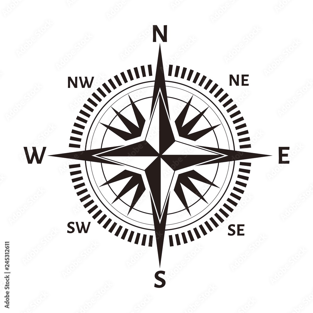 compass vector retro