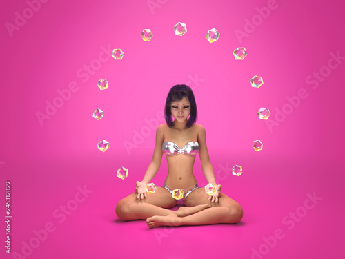 young woman meditating in yoga pose