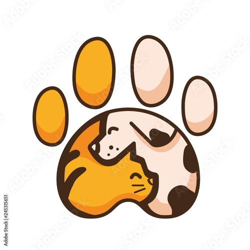 Pet shop logo template in vector. Animal shelter emblem, label design elements for zoo shop, pets care and goods for animals. Vet clinic, Pet store signboard concept.
