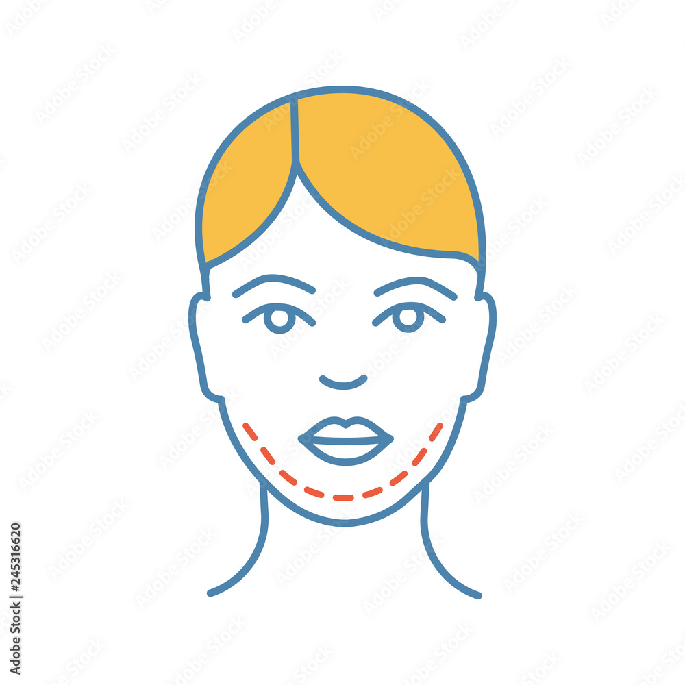 Double chin surgery color icon Double chin surgery color icon