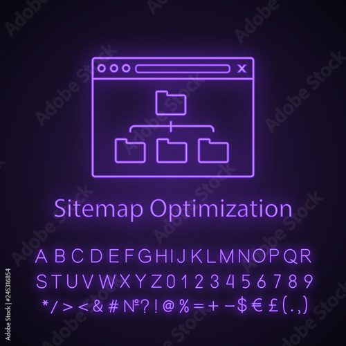 Sitemap optimization neon light icon