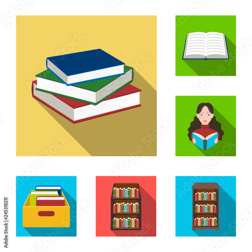 Vector illustration of and library icon. Set of and textbook vector icon for stock.