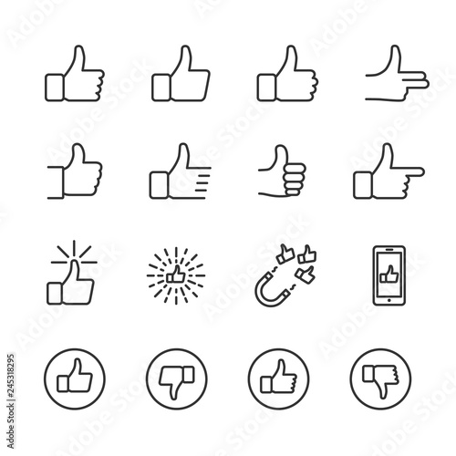 Vector set of like line icons.