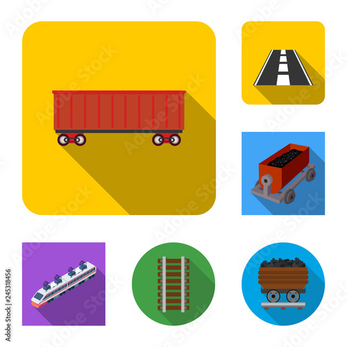 Isolated object of railroad and train icon. Set of railroad and way vector icon for stock.