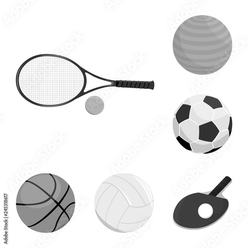 Vector design of ball and soccer logo. Set of ball and basketball stock vector illustration.