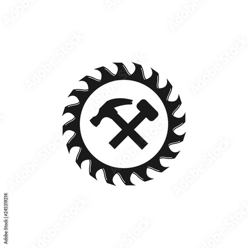 Woodworking gear logo design template vector element