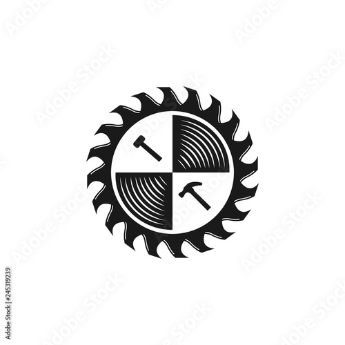 Woodworking gear logo design template vector element