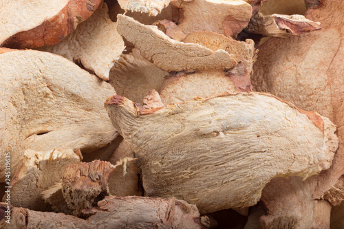dried roots galangal background
