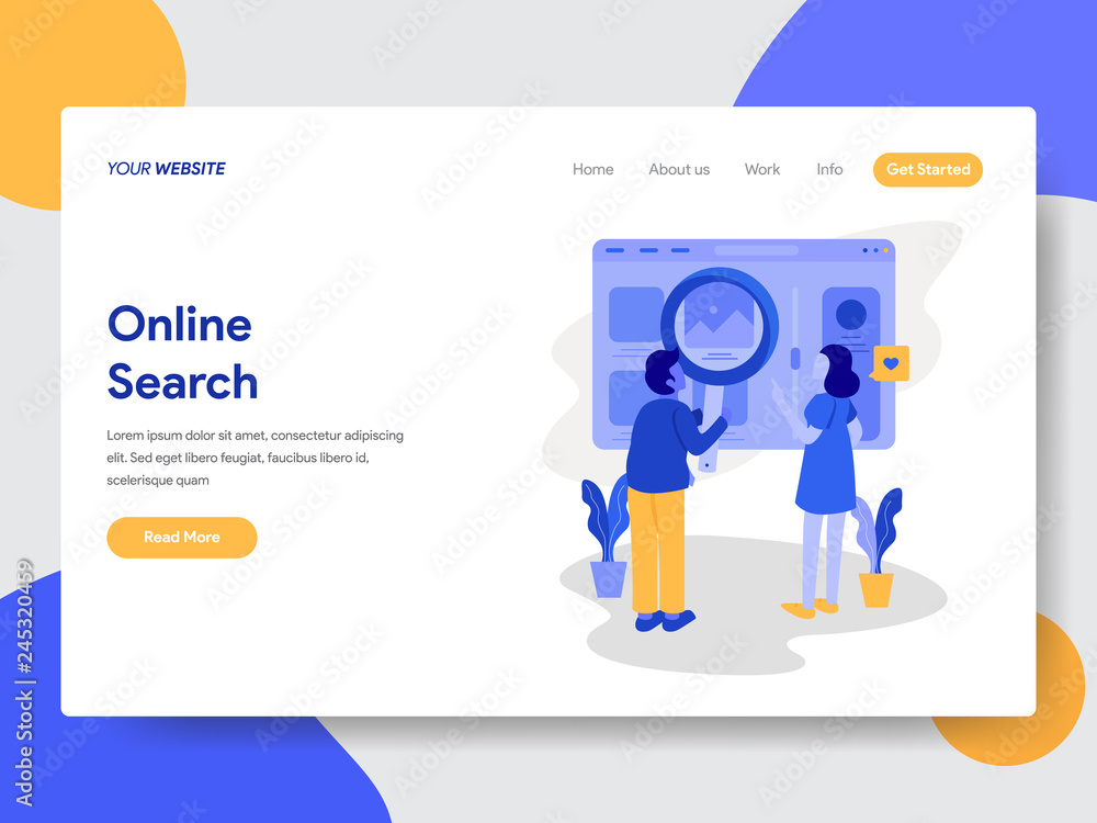 Landing page template of Online Search Illustration Concept. Modern flat design concept of web page design for website and mobile website.Vector illustration