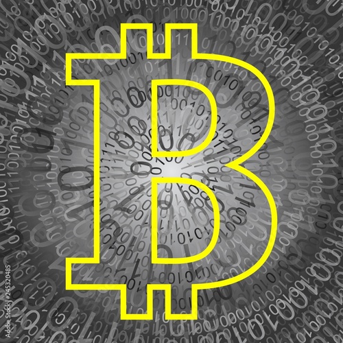 digital background with bitcoin symbol 
