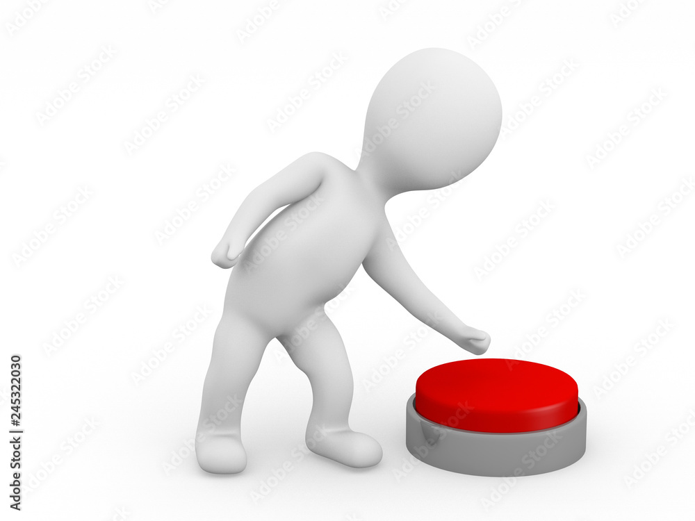 Man pushing red button Man pushing red button