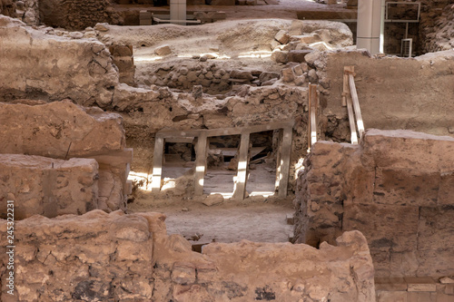 Akrotiri Archaeological Site Museum excavation near Fira Santorini island photo