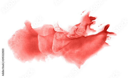 Abstract watercolor background hand-drawn on paper. Volumetric smoke elements. Red, Grenadine color. For design, web, card, text, decoration, surfaces.