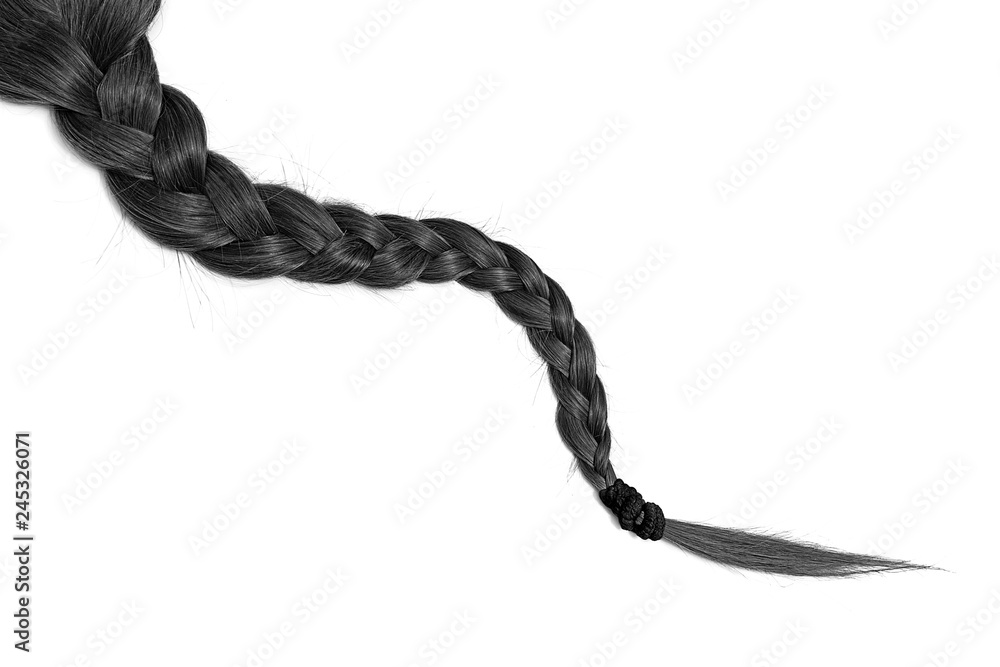 Women braid on a white background. Black hair, isolated