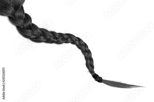 Women braid on a white background. Black hair, isolated photo
