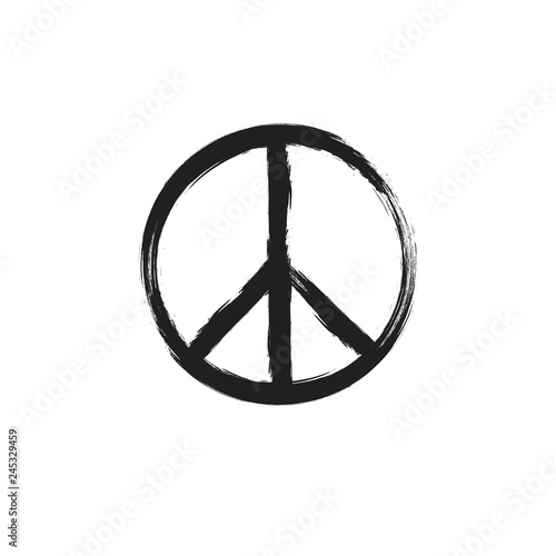 Circular peace sign. Hippie symbol black icon.