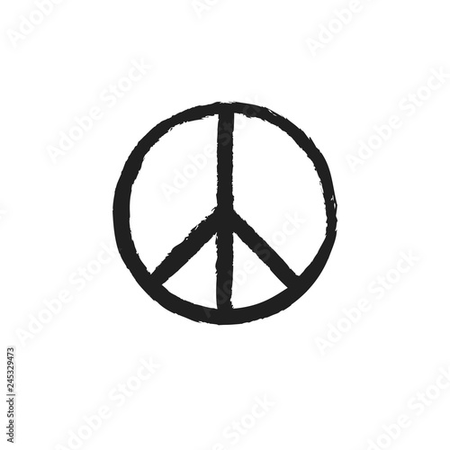 Circular peace sign. Hippie symbol black icon.