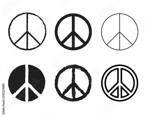 Set of round peace sign. Nuclear disarmament icons set.