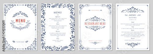 Ornate classic templates set in vintage style. Wedding and restaurant menu.