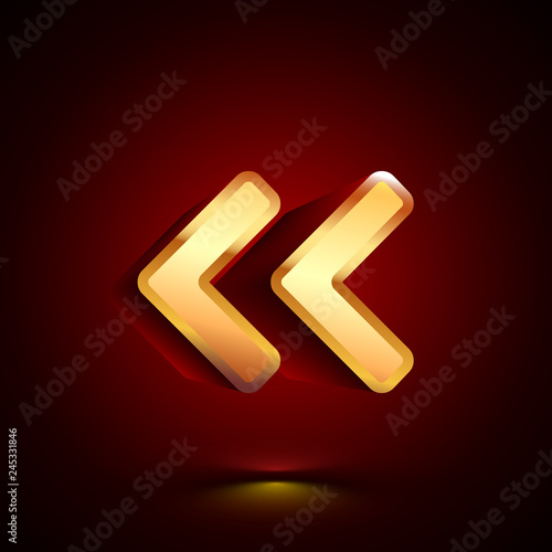 3D stylized Much Less Than icon. Golden vector icon. Isolated symbol illustration on dark background.