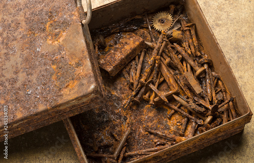 Wallpaper Mural iron box with rusty nails Torontodigital.ca