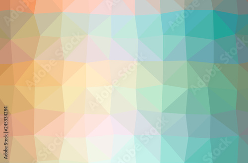 Illustration of abstract Blue  Green  Orange horizontal low poly background. Beautiful polygon design pattern.