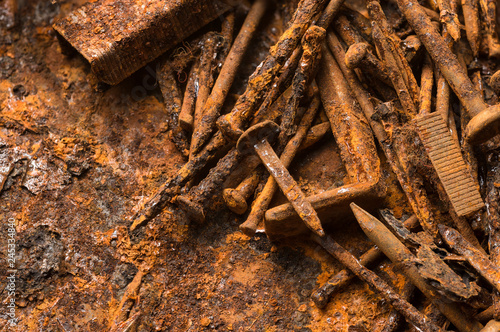 Wallpaper Mural iron box with rusty nails Torontodigital.ca