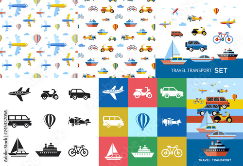 Digital vector blue red travel