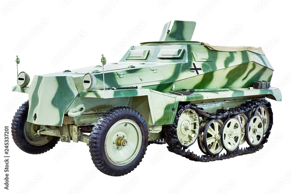 German special motor vehicle light armoured halftrack isolated German special motor vehicle light armoured halftrack isolated