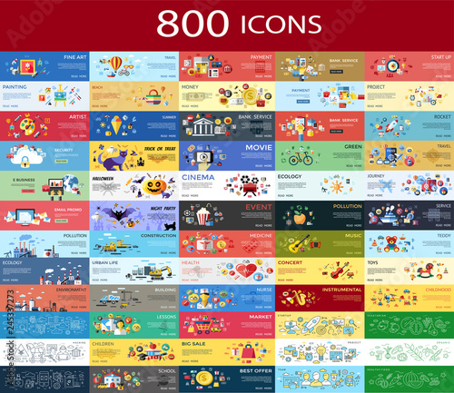 Digital vector 800 icons set