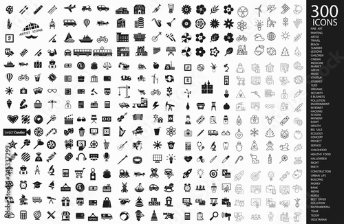 Digital vector 300 black icons