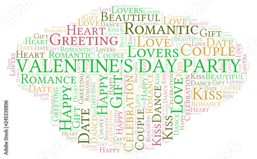 Valentine's Day Party word cloud.