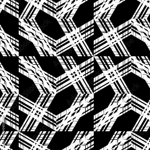 Trendy seamless pattern designs. Mosaic with old striped texture. Vector geometric background. Can be used for wallpaper, textile, invitation card, wrapping, web page background. © lazininamarina