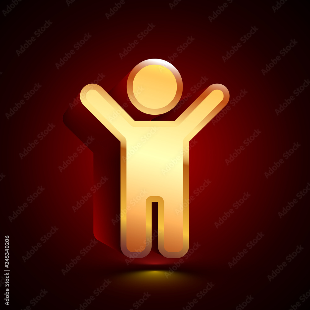 3D stylized Child icon. Golden vector icon. Isolated symbol illustration on dark background. 3D stylized Child icon. Golden vector icon. Isolated symbol illustration on dark background.