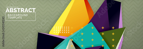 3d triangular shapes geometric background. Origami style pattern with triange shapes for decorative design. Poster design. Line design. Modern presentation template