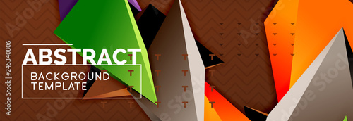 Vector 3d triangular shapes abstract background, origami futuristic template with lines