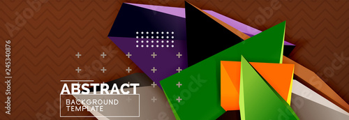 Vector 3d triangular shapes abstract background, origami futuristic template with lines