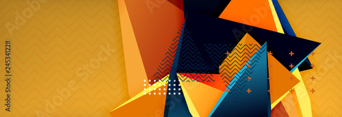 Vector 3d triangular shapes abstract background, origami futuristic template with lines