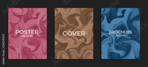 Modern flyer templates. A mixture of liquid colors. Abstract marble background. Cover, brochure, trendy poster design.
