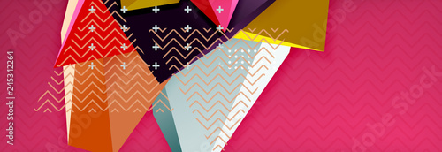 3d triangular shapes geometric background. Origami style pattern with triange shapes for decorative design. Poster design. Line design. Modern presentation template
