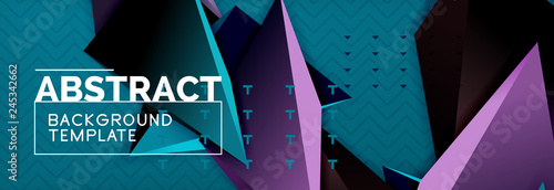 Vector 3d triangular shapes abstract background, origami futuristic template with lines