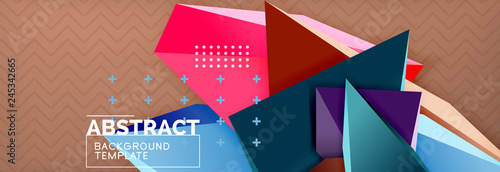 3d triangular shapes geometric background. Origami style pattern with triange shapes for decorative design. Poster design. Line design. Modern presentation template