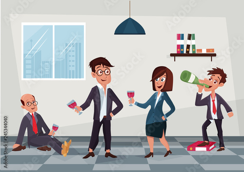 Corporate business people in the office. Celebrate. Eps10