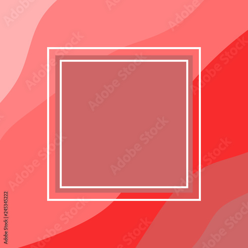 Square background with different shades of red. In the center is a white frame for text.