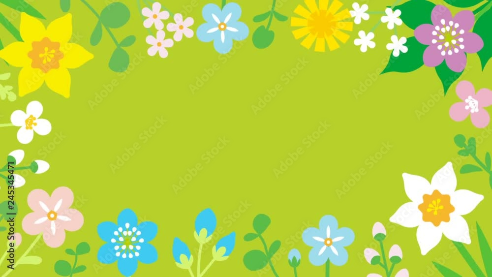 Loop-ready File - Swinging flowers animation, Round frame - green color background Loop-ready File - Swinging flowers animation, Round frame - green color background