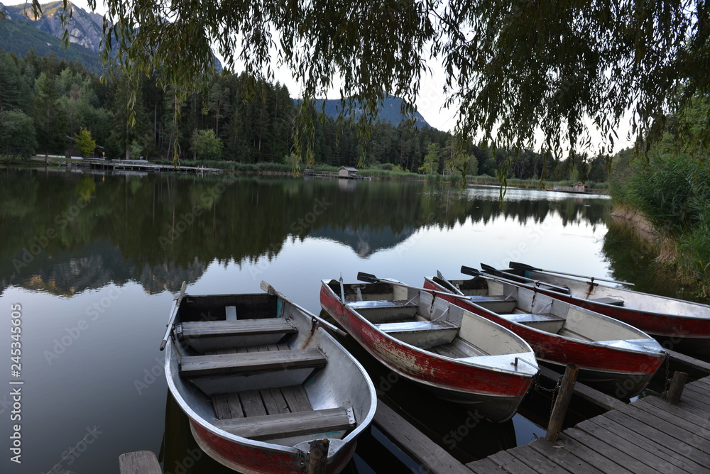 Obraz premium Barche ormeggiate nel lago